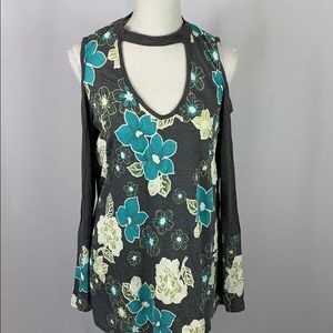 Sun & Moon NWOT floral cold should blouse w/choker